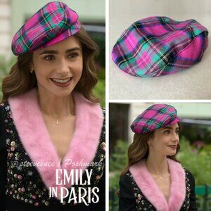 D&G Plaid Tartan Flat Ivy Cap Hat ASO Emily in Paris